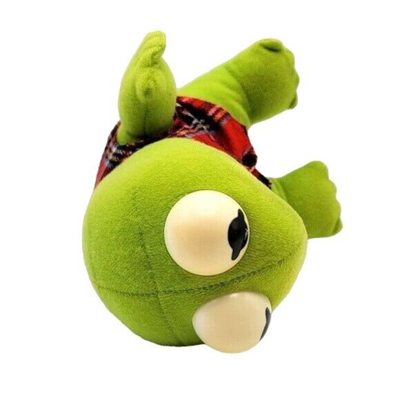 VTG Muppet Babies Kermit Plush Green 8" Red Plaid Vest 1987 Henson Associates - Picture 6 of 9